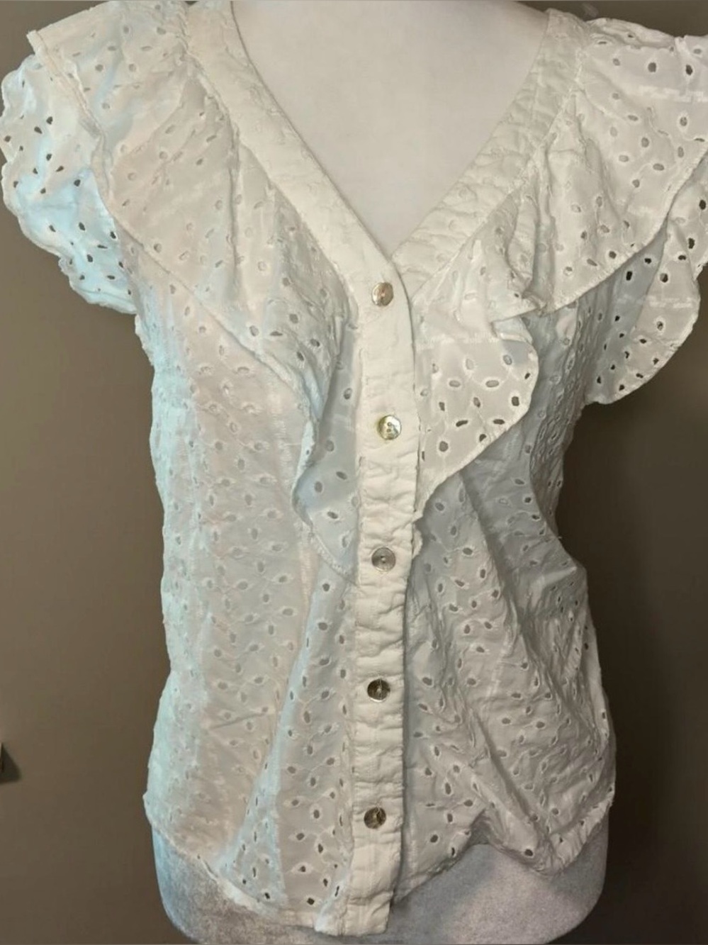 NANETTE LEPORE all cotton eyelet top, XL